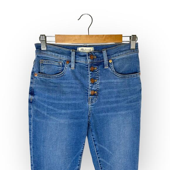 Madewell 9" Mid-Rise Skinny Crop Jean Button Front 27 Medium Wash Tencel AJ173 - Picture 4 of 13